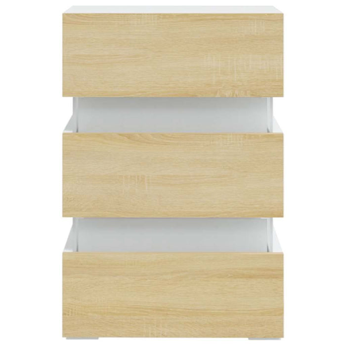 Noptieră cu LED, alb/stejar sonoma, 45x35x67 cm, lemn prelucrat - WALTI WALTI