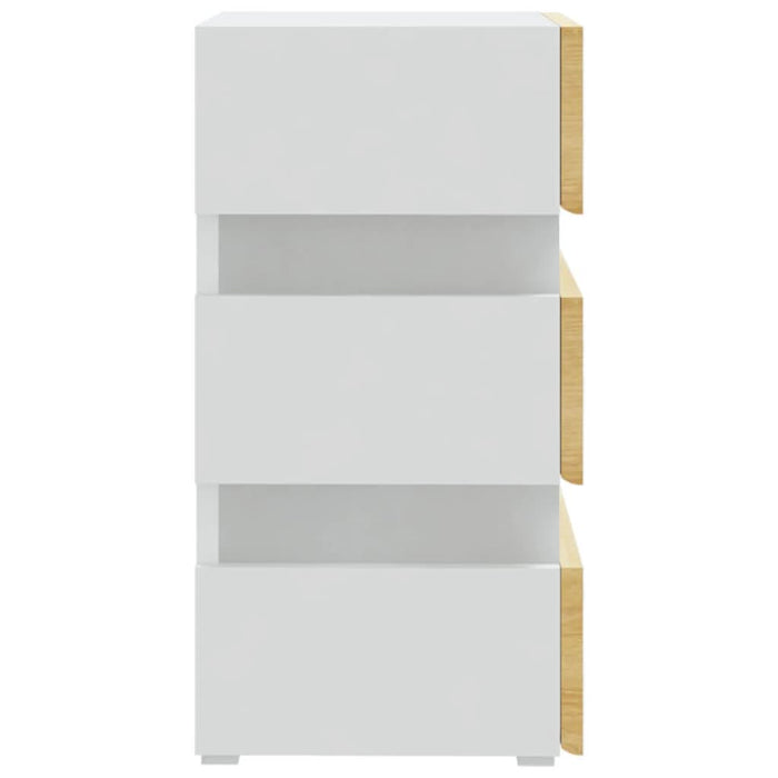 Noptieră cu LED, alb/stejar sonoma, 45x35x67 cm, lemn prelucrat - WALTI WALTI
