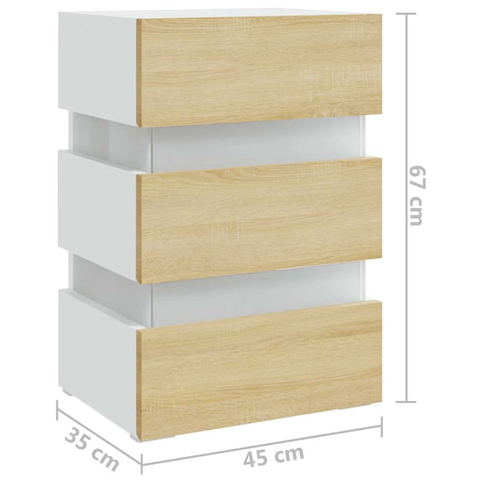 Noptieră cu LED, alb/stejar sonoma, 45x35x67 cm, lemn prelucrat - WALTI WALTI