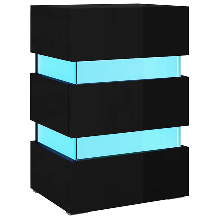 Dulap noptieră cu LED negru lucios 45x35x67cm lemn prelucrat - WALTI WALTI