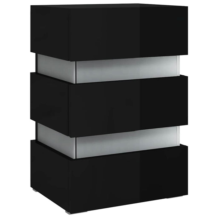 Dulap noptieră cu LED negru lucios 45x35x67cm lemn prelucrat - WALTI WALTI