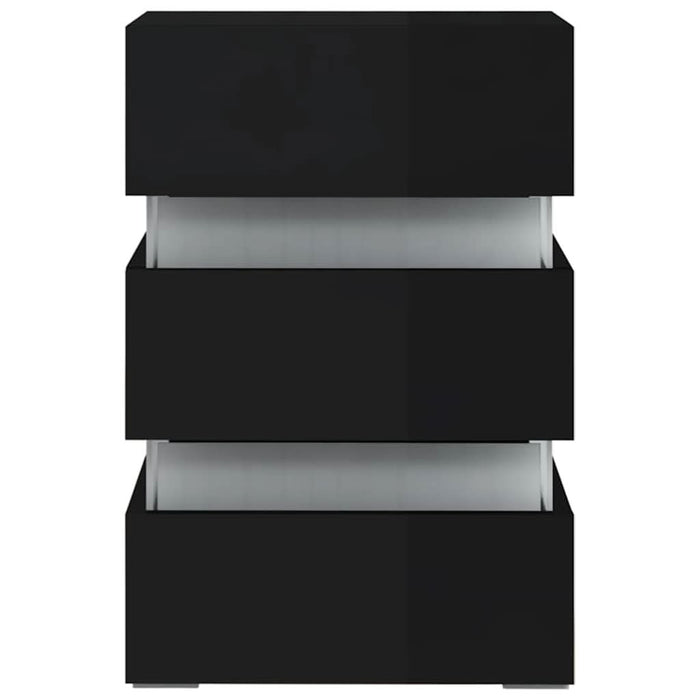 Dulap noptieră cu LED negru lucios 45x35x67cm lemn prelucrat - WALTI WALTI
