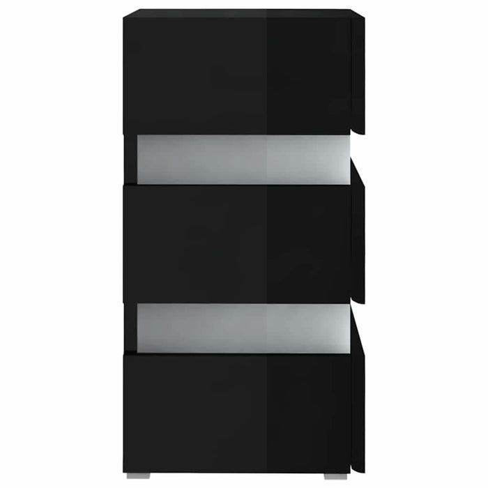 Dulap noptieră cu LED negru lucios 45x35x67cm lemn prelucrat - WALTI WALTI