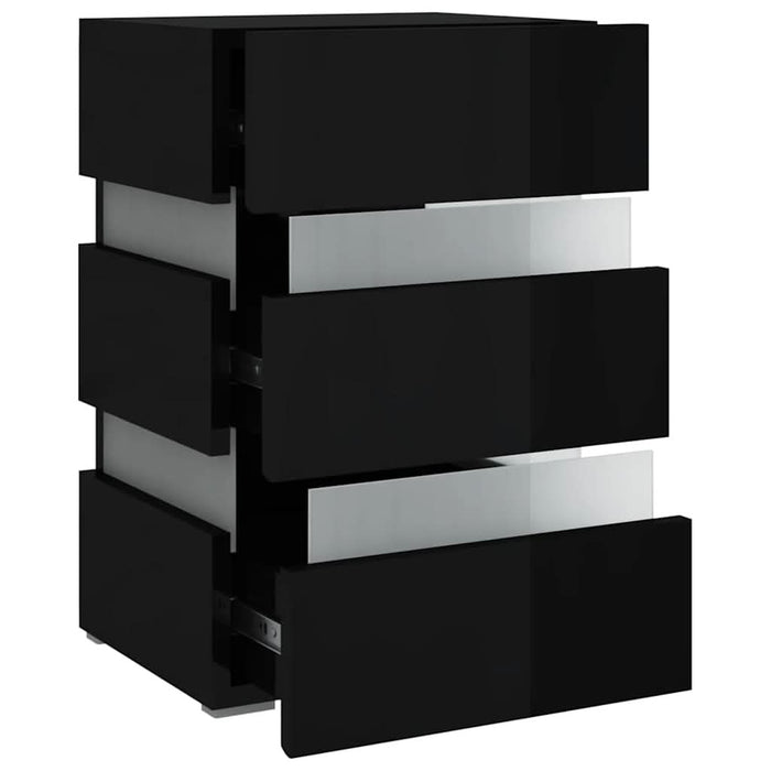 Dulap noptieră cu LED negru lucios 45x35x67cm lemn prelucrat - WALTI WALTI
