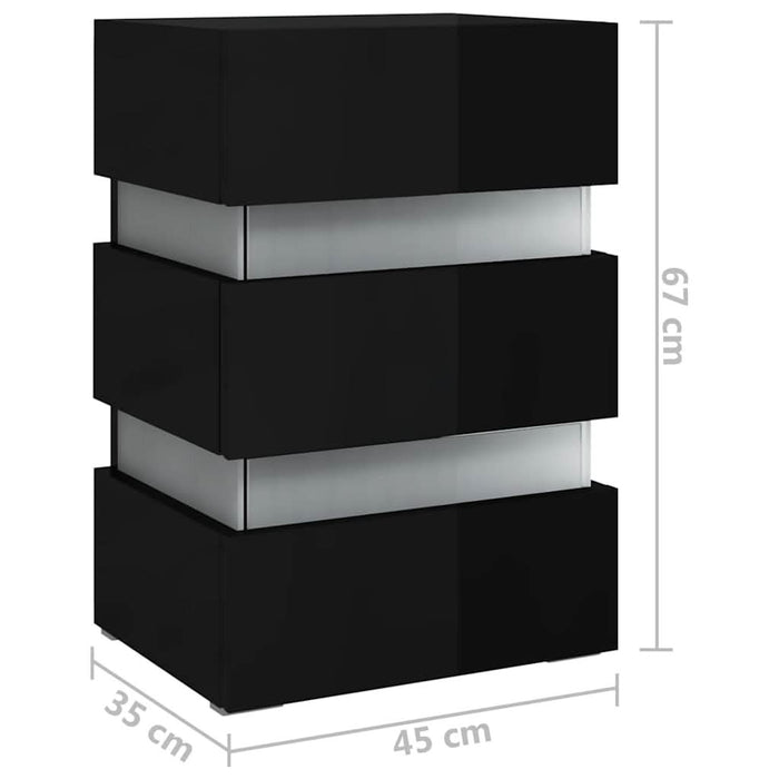 Dulap noptieră cu LED negru lucios 45x35x67cm lemn prelucrat - WALTI WALTI