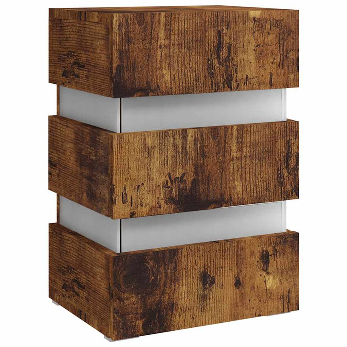 Dulap noptieră cu LED, stejar afumat, 45x35x67cm lemn prelucrat - WALTI WALTI
