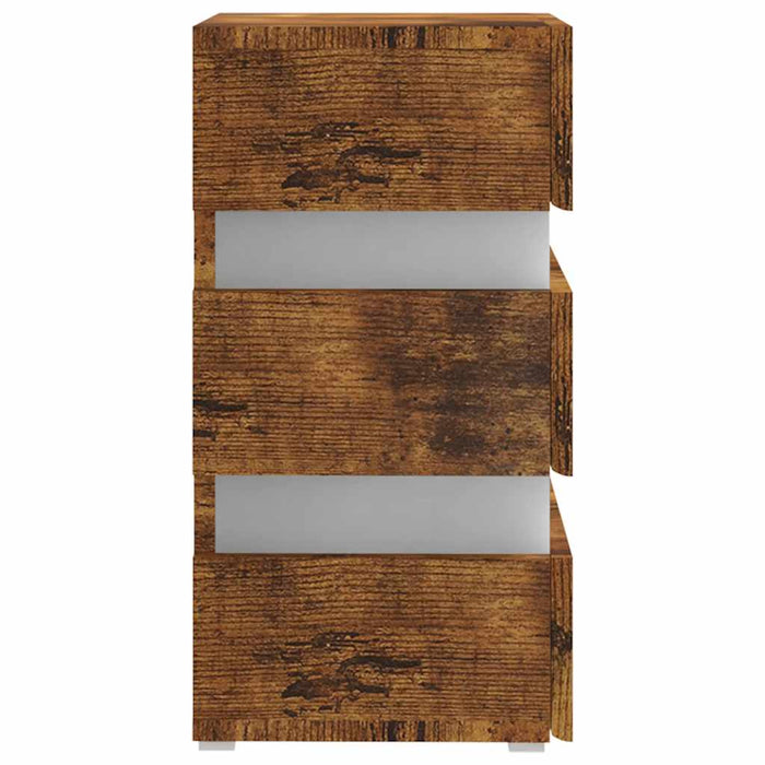 Dulap noptieră cu LED, stejar afumat, 45x35x67cm lemn prelucrat - WALTI WALTI