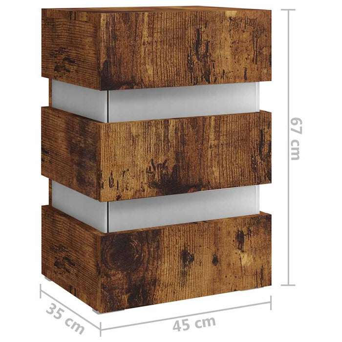Dulap noptieră cu LED, stejar afumat, 45x35x67cm lemn prelucrat - WALTI WALTI
