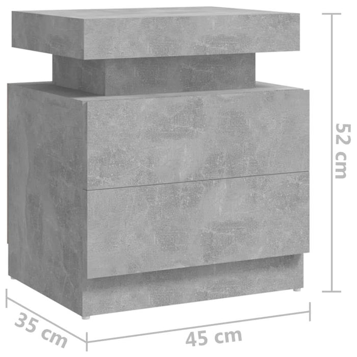 Noptieră, gri beton, 45x35x52 cm, lemn prelucrat - WALTI WALTI