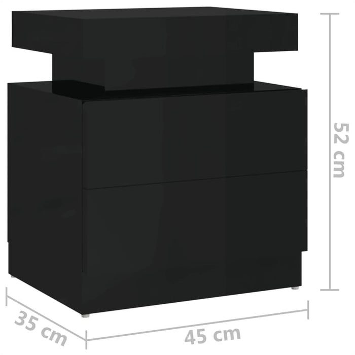 Noptieră, negru extralucios, 45x35x52 cm, lemn prelucrat - WALTI WALTI