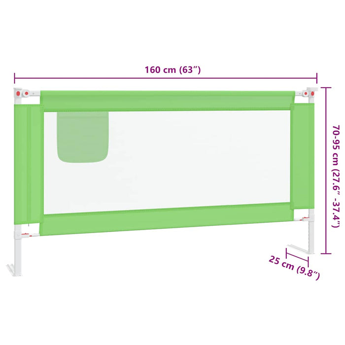 Balustradă de protecție pat copii, verde, 160x25 cm, textil - WALTI WALTI