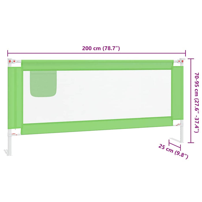 Balustradă de protecție pat copii, verde, 200x25 cm, textil - WALTI WALTI