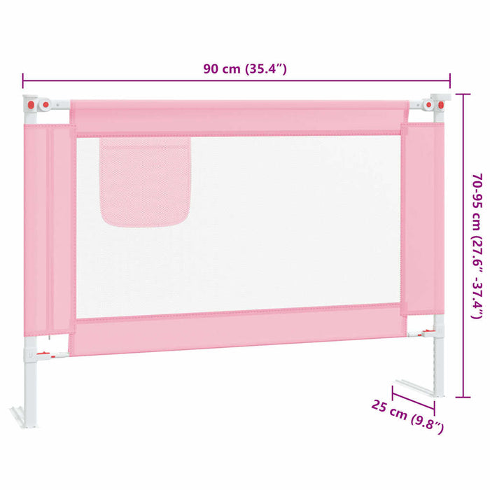 Balustradă de protecție pat copii, roz, 90x25 cm, textil WALTI