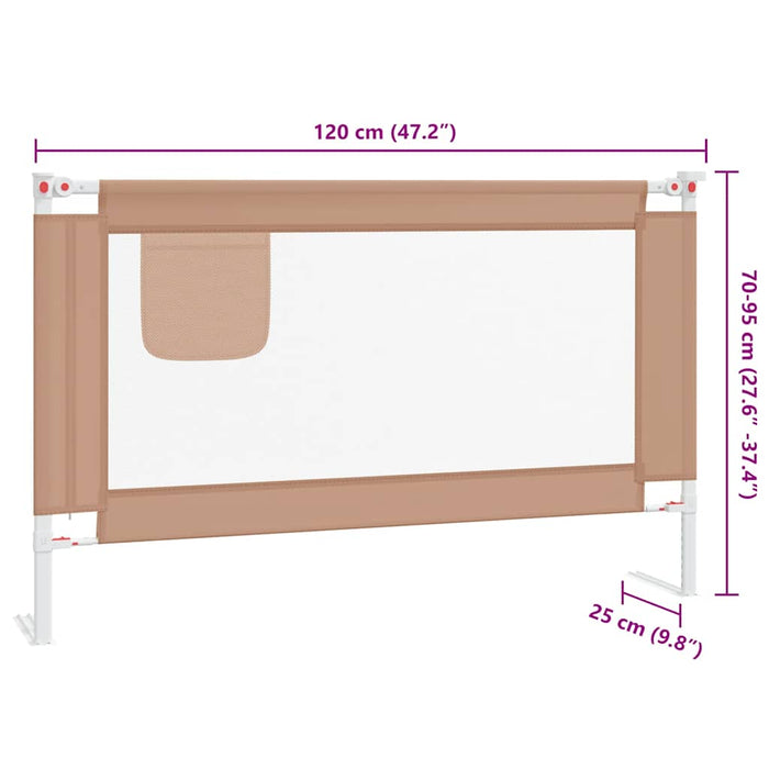Balustradă de protecție pat copii, gri taupe, 120x25 cm, textil WALTI