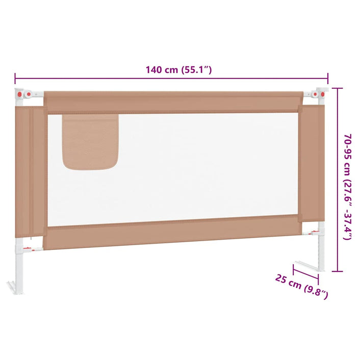 Balustradă de protecție pat copii, gri taupe, 140x25 cm, textil WALTI