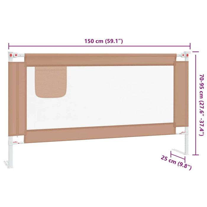 Balustradă de protecție pat copii, gri taupe, 150x25 cm, textil - WALTI WALTI