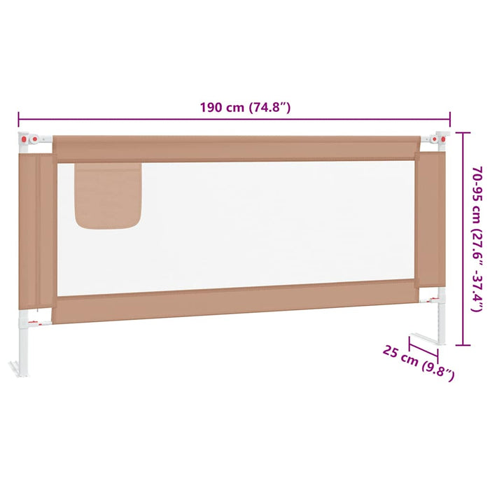 Balustradă de protecție pat copii, gri taupe, 190x25 cm, textil - WALTI WALTI