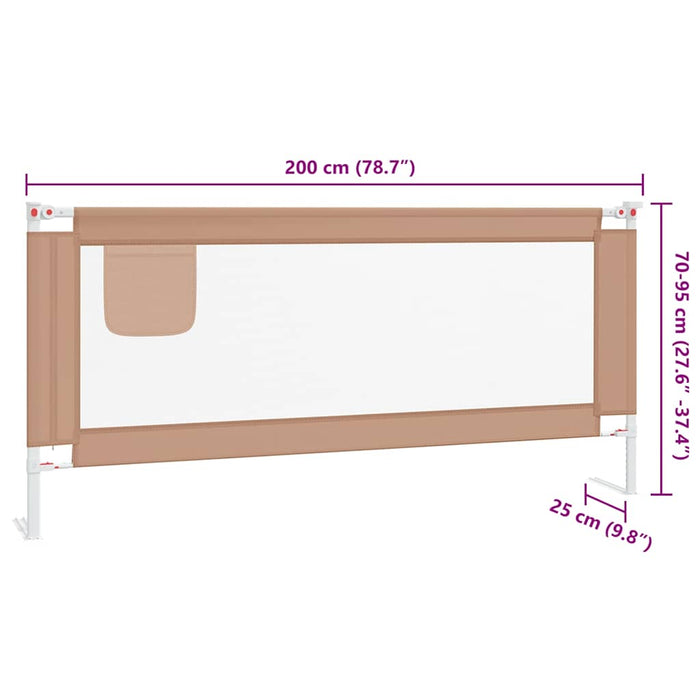 Balustradă de protecție pat copii, gri taupe, 200x25 cm, textil - WALTI WALTI