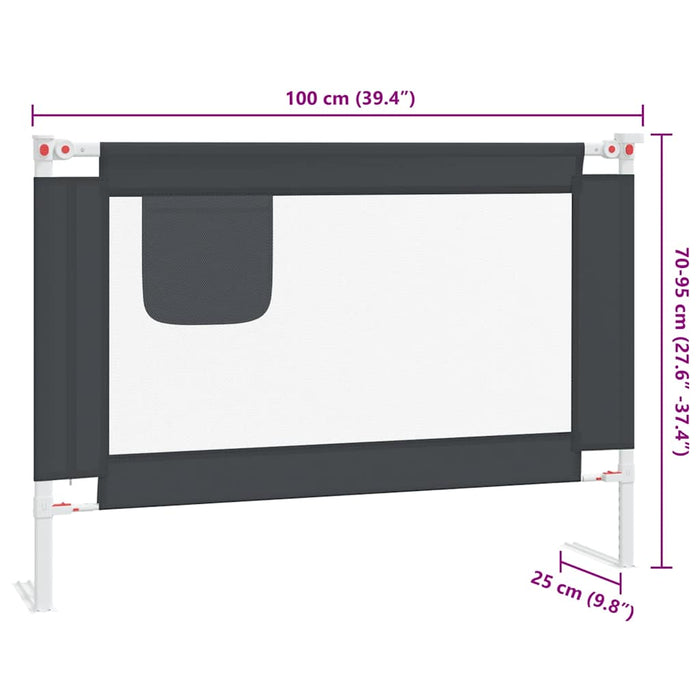 Balustradă de protecție pat copii, gri închis, 100x25 cm textil - WALTI WALTI