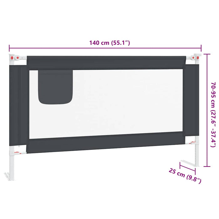 Balustradă de protecție pat copii, gri închis, 140x25 cm textil - WALTI WALTI