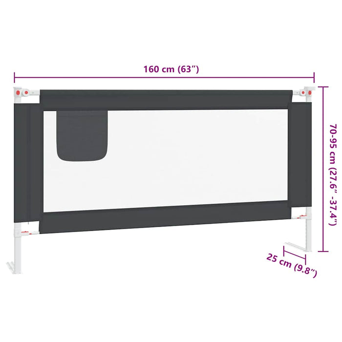 Balustradă de protecție pat copii, gri închis, 160x25 cm textil - WALTI WALTI