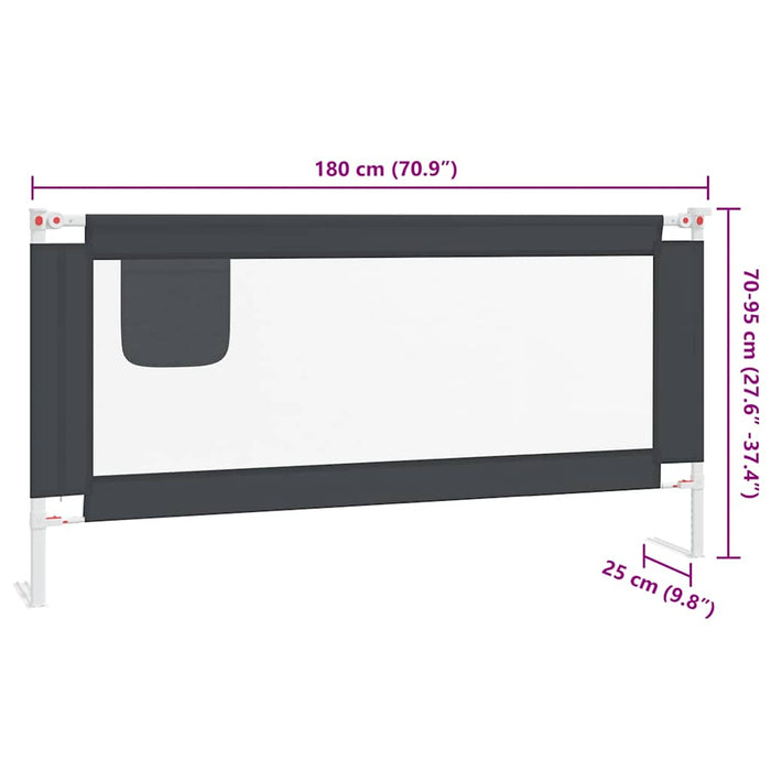 Balustradă de protecție pat copii, gri închis, 180x25 cm textil - WALTI WALTI