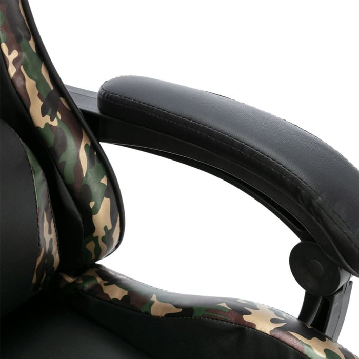 Scaun de jocuri cu taburet, negru și camuflaj, piele ecologică - WALTI WALTI