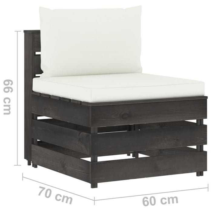 Canapea de mijloc modulară cu perne, gri, lemn impregnat - WALTI WALTI