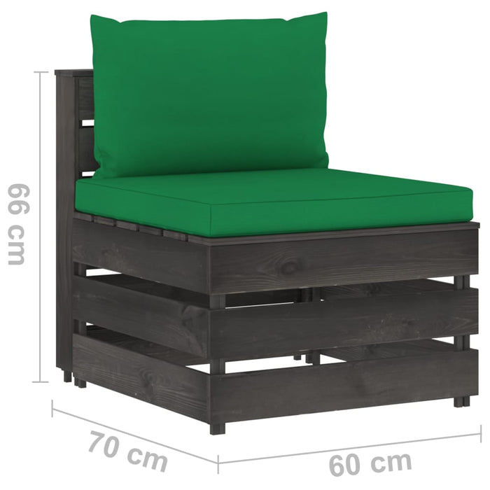 Canapea de mijloc modulară cu perne, gri, lemn tratat - WALTI WALTI