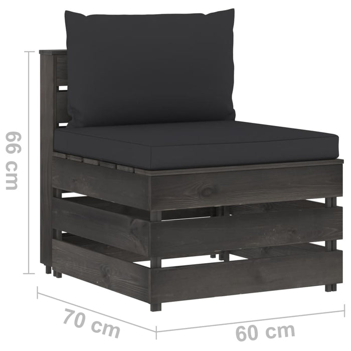 Canapea de mijloc modulară cu perne, gri, lemn impregnat - WALTI WALTI