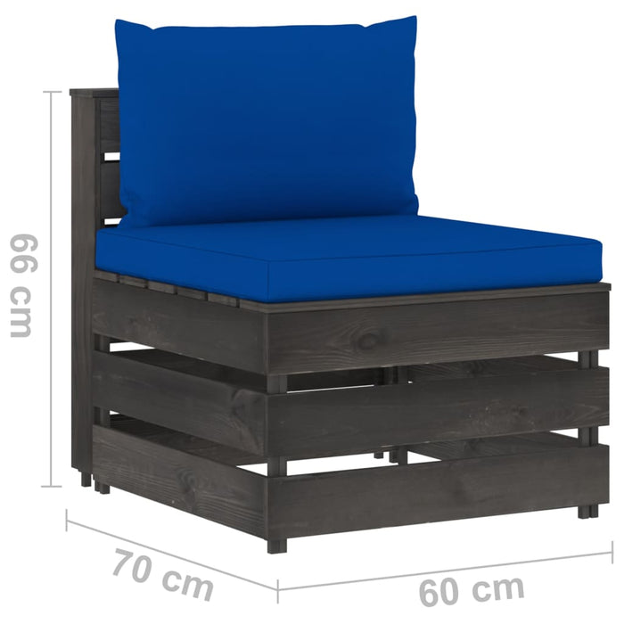 Canapea de mijloc modulară cu perne, gri, lemn tratat - WALTI WALTI