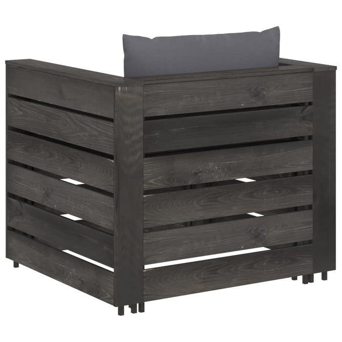 Set mobilier grădină, 2 piese, cu perne, gri, lemn impregnat - WALTI WALTI