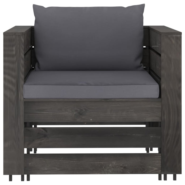 Set mobilier grădină, 2 piese, cu perne, gri, lemn impregnat - WALTI WALTI