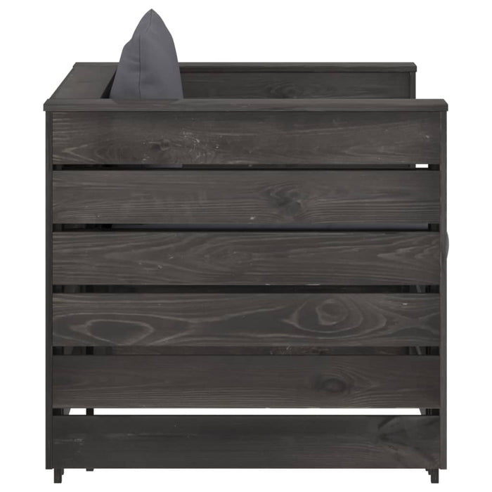 Set mobilier grădină, 2 piese, cu perne, gri, lemn impregnat - WALTI WALTI