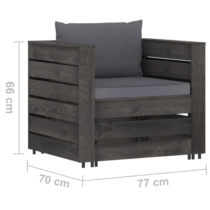 Set mobilier grădină, 2 piese, cu perne, gri, lemn impregnat - WALTI WALTI