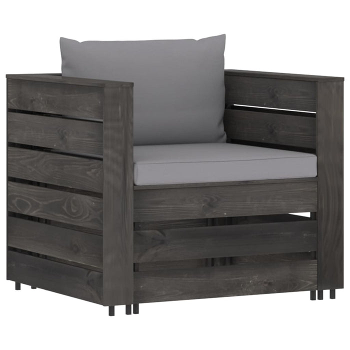 Set mobilier grădină cu perne, 2 piese, gri, lemn tratat - WALTI WALTI