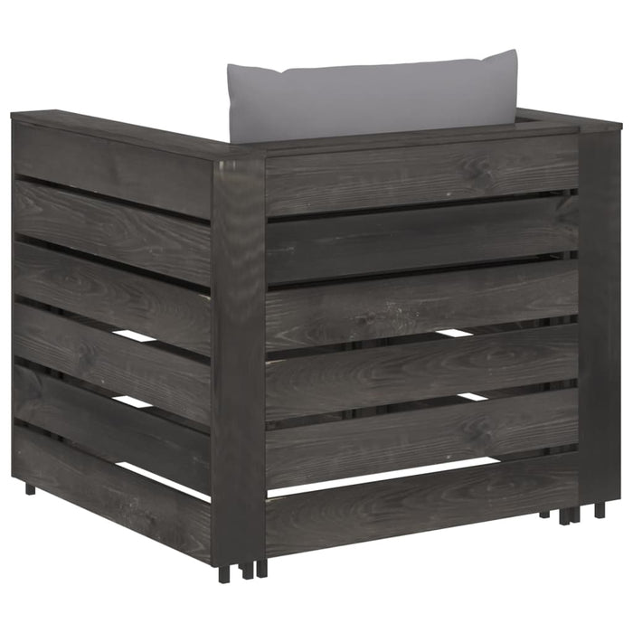 Set mobilier grădină cu perne, 2 piese, gri, lemn tratat - WALTI WALTI