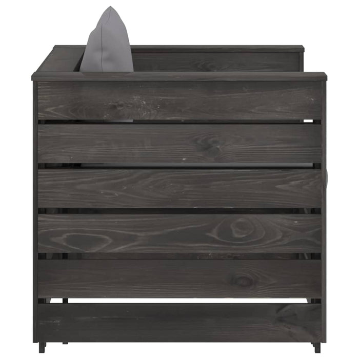 Set mobilier grădină cu perne, 2 piese, gri, lemn tratat - WALTI WALTI