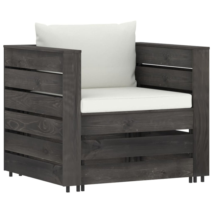 Set mobilier grădină cu perne, 2 piese, gri, lemn impregnat - WALTI WALTI