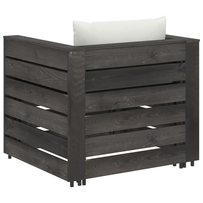 Set mobilier grădină cu perne, 2 piese, gri, lemn impregnat - WALTI WALTI