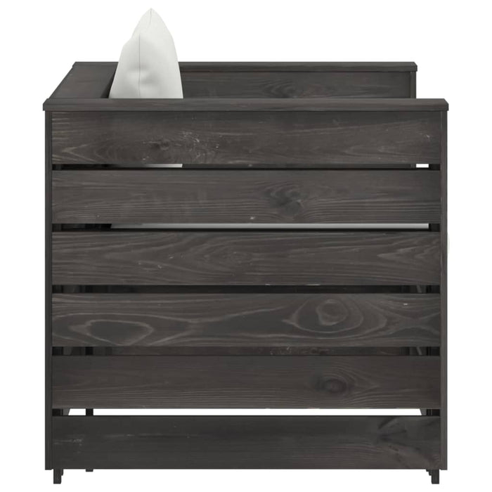 Set mobilier grădină cu perne, 2 piese, gri, lemn impregnat - WALTI WALTI