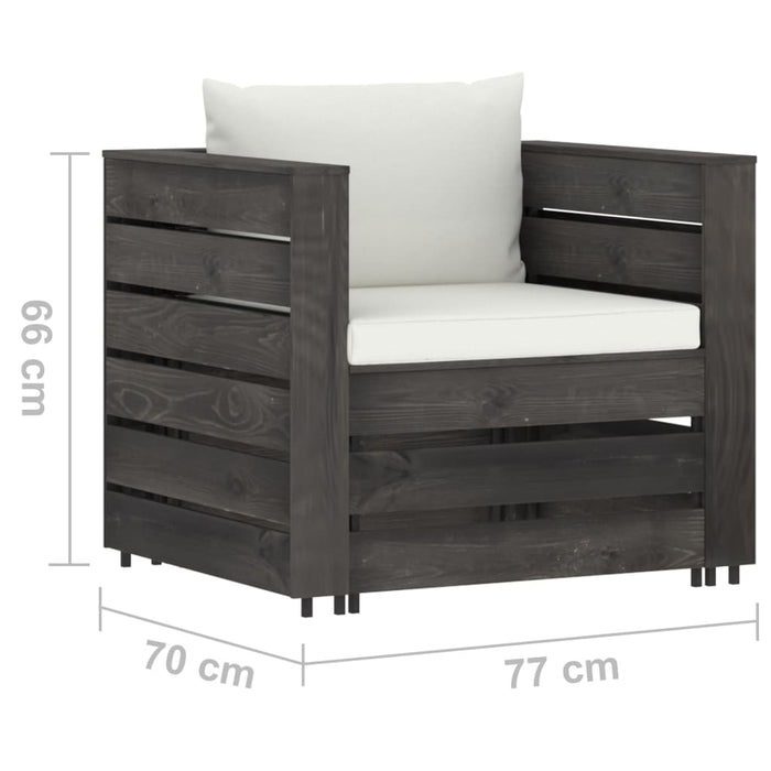 Set mobilier grădină cu perne, 2 piese, gri, lemn impregnat - WALTI WALTI