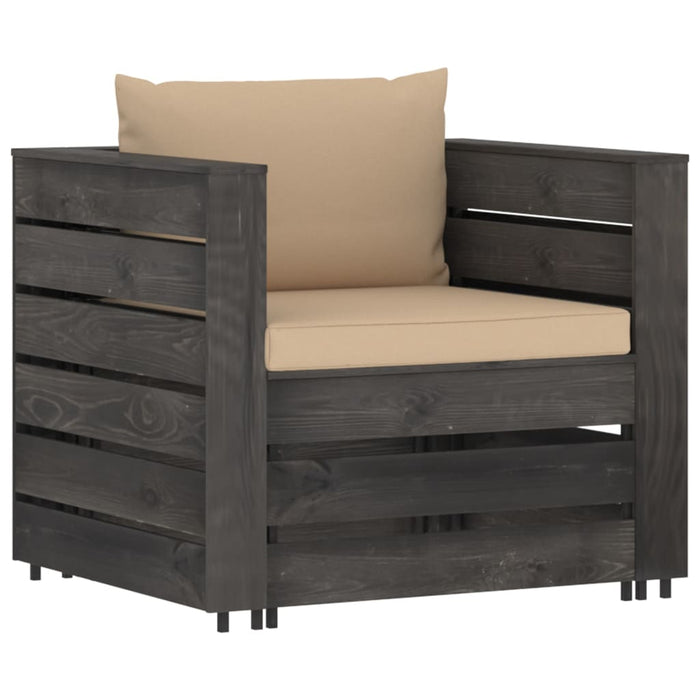 Set mobilier grădină, 2 piese, cu perne, gri, lemn impregnat - WALTI WALTI