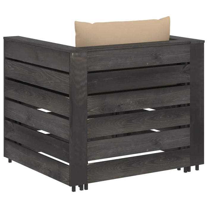 Set mobilier grădină, 2 piese, cu perne, gri, lemn impregnat - WALTI WALTI