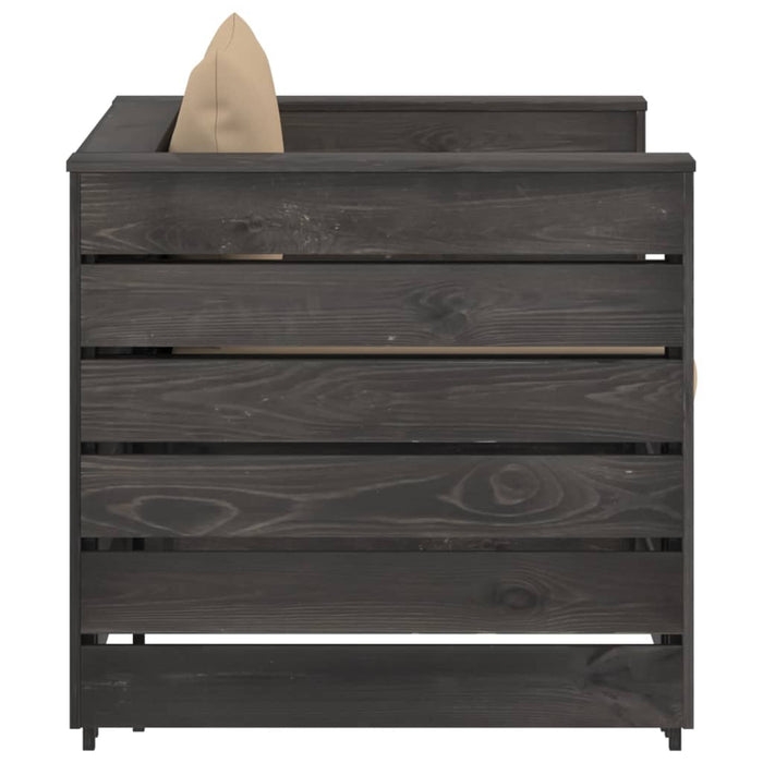 Set mobilier grădină, 2 piese, cu perne, gri, lemn impregnat - WALTI WALTI