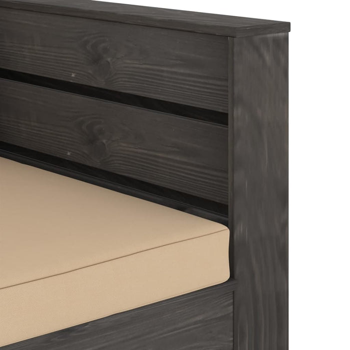 Set mobilier grădină, 2 piese, cu perne, gri, lemn impregnat - WALTI WALTI