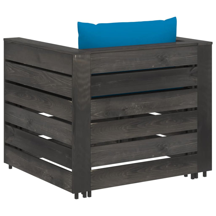Set mobilier grădină cu perne, 2 piese, lemn tratat gri - WALTI WALTI