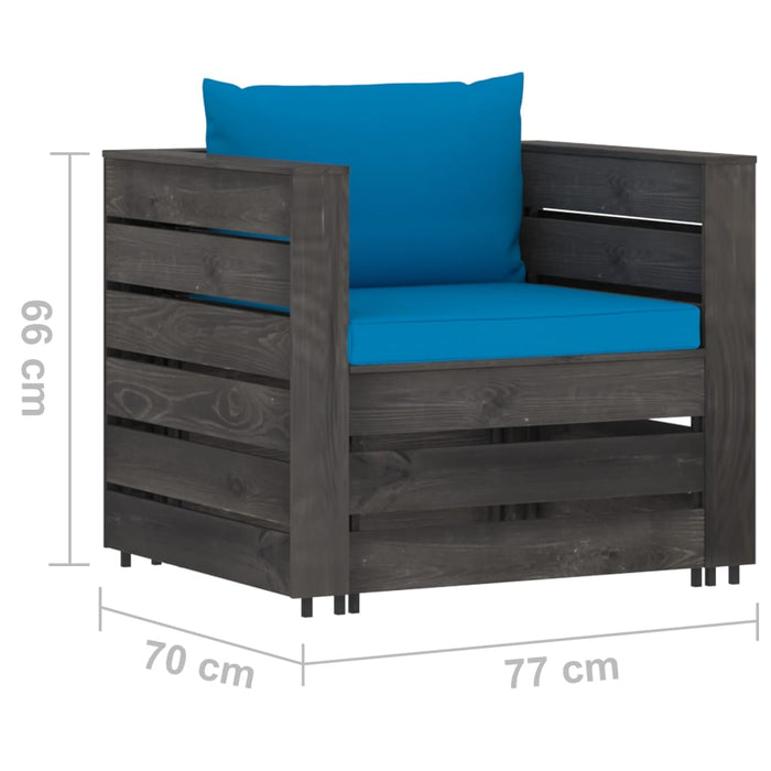Set mobilier grădină cu perne, 2 piese, lemn tratat gri - WALTI WALTI