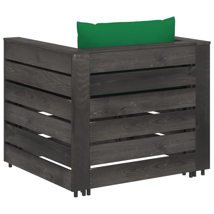 Set mobilier grădină cu perne, 2 piese, lemn tratat gri - WALTI WALTI