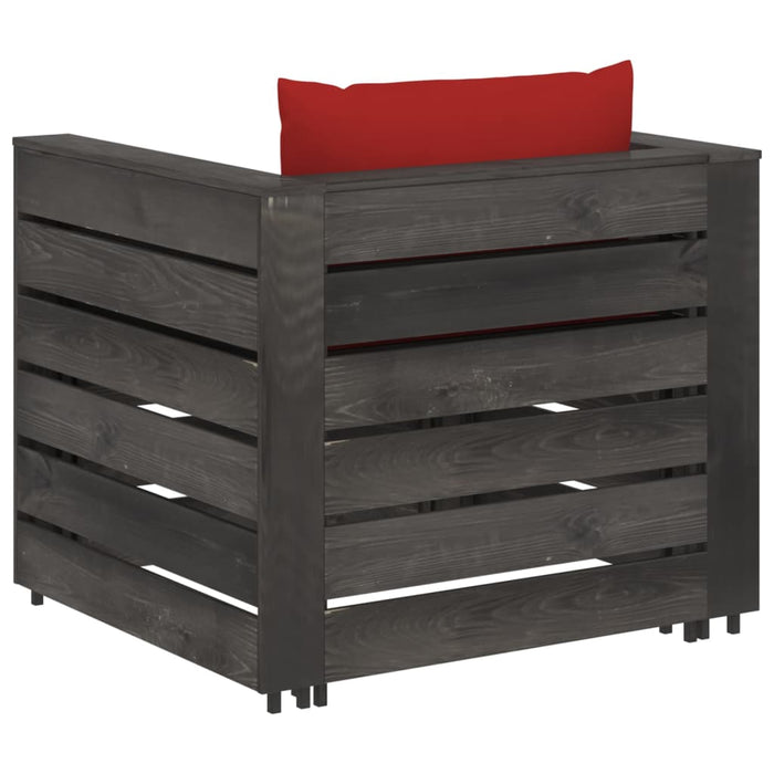 Set mobilier grădină cu perne, 2 piese, gri, lemn tratat - WALTI WALTI